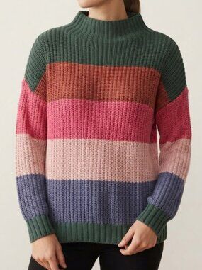 Multicolor Stripe Turtleneck Oversized Sweater